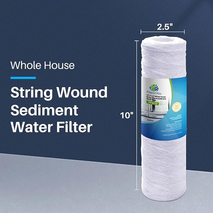 CFS – 10" x 2.5" Polypropylene Cord-Wound Sediment Water Filter Cartridges Compatible with CW-F Models – 10 Micron Replacement Filter – Removes Bad Taste & Odor – Whole House Filter – 12 Pack