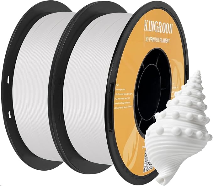 Kingroon High Speed PLA 3D Printer Filament 1.75mm, 3D Printer Rapid Filament for 30-600mm/s Hyper Printing Filament, Dimensional Accuracy +/- 0.03 mm, 2 kg Plastic Spool (4.4lbs（White）