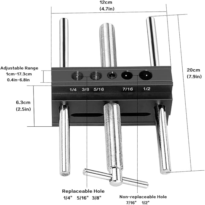 Self Centering Dowel Jig Kit, Wide Capacity Drill Guide Bushings Set Wood Doweling Jig Woodworking Joints Tools for Straight Holes