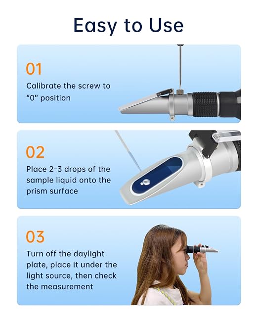 LOHAND Honey Refractometer for Honey Moisture, Scale Range: 0-90% Brix Refractometer, Precision Measuring Sugar Content for Maple Syrup/Wine/Fruit/Drink, Automatic Temperature Compensation