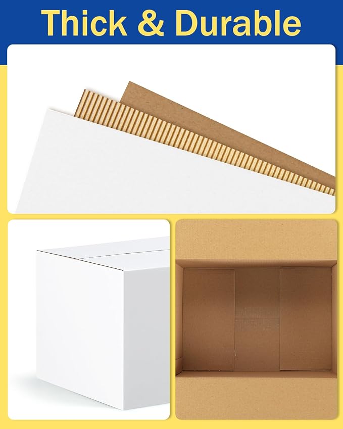 Assorted-Sizes-Shipping-Boxes-45-Pack: 9x6x4 & 10x7x5 & 11x6x6 Small-Shipping-Boxes-Mailers, White-Boxes, Corrugated-Cardboard-Boxes-for-Packing-Small-Business Mailing