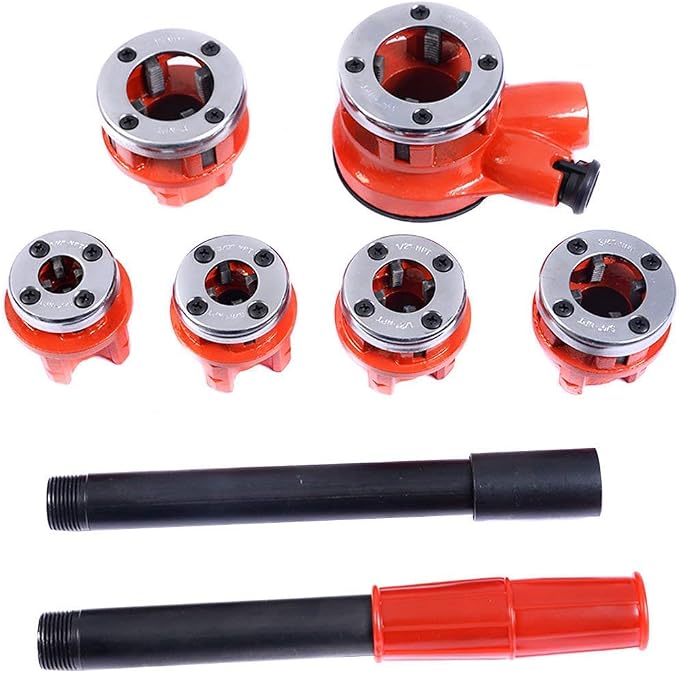 GOFLAME Ratchet Pipe Threader Kit Set Portable W/6 Dies and Case Gas Manual Ratcheting Pipe Threading Tool Set
