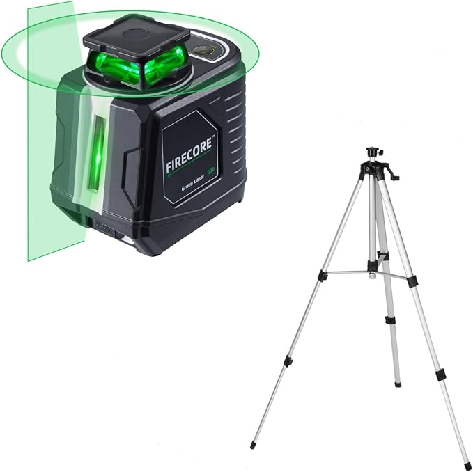 Firecore 360° Self Leveling Cross Line Laser Level with Adjustable 60 Inch Aluminum Alloy Laser Tripod