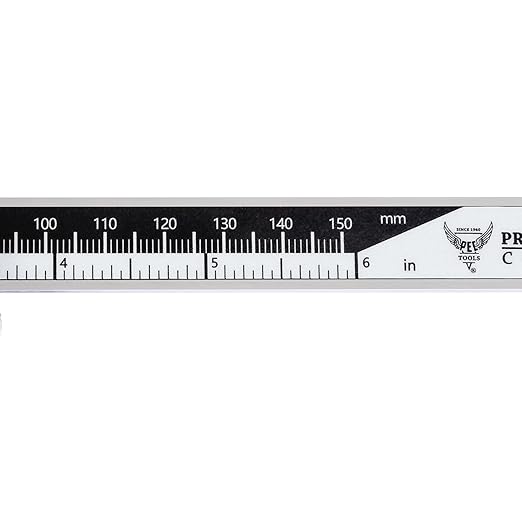 PEC Tools 6" / 150mm Digital Caliper, IP54 Electronic Caliper, ±0.02mm/0.001" Accuracy, Carbide-Tipped Faces, DIN 862 Certified Tool for OD/ID/Step/Depth Measuring
