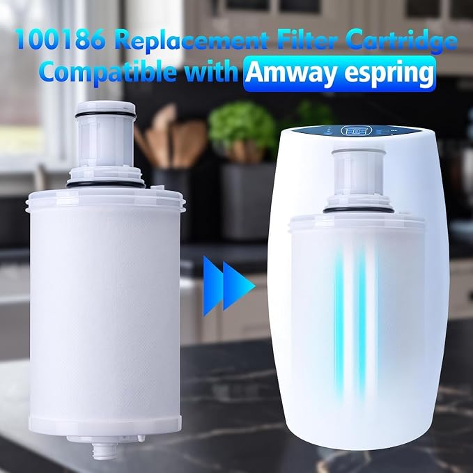 2 Pack 100186 Original Water Filter Replacement Cartridge Compatible with Amway Espring,3-in-1 Filter, Improving Water Purity