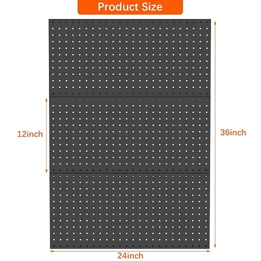 TORACK 3-Pack 12x24 inch Metal Pegboard Panels for Garage Wall, Tools Organizer Pegboard for Workbench, Workshop, Modular Peg Board Tool Storage Board for Pegs(Black)