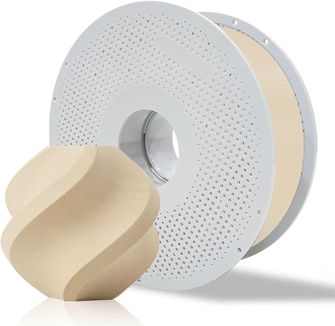 Bamboo PLA Wood 3D Printing Filament for Bambu Lab X1/X1C/P1S/P1P/A1/A1 MINI/AMS 1KG (2.2lbs), Real Wood Texture, Matte Finish, and RFID with Spool +/- 0.03mm (White Oak 13106)