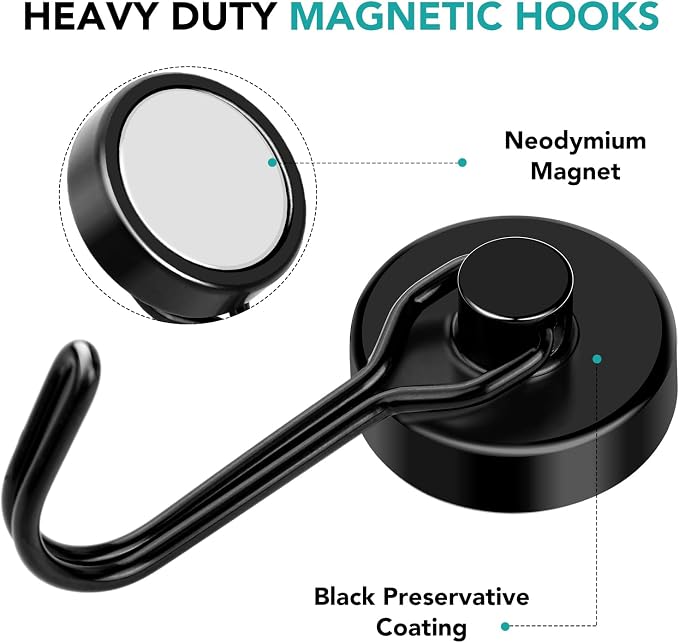 DIYMAG Magnetic Hooks,80LBS Heavy Duty 4 Pack 2026 Cruise Ship Essentials | Strong Magnets hook for Hanging Refrigerator Home Kitchen Office Grills Classroom