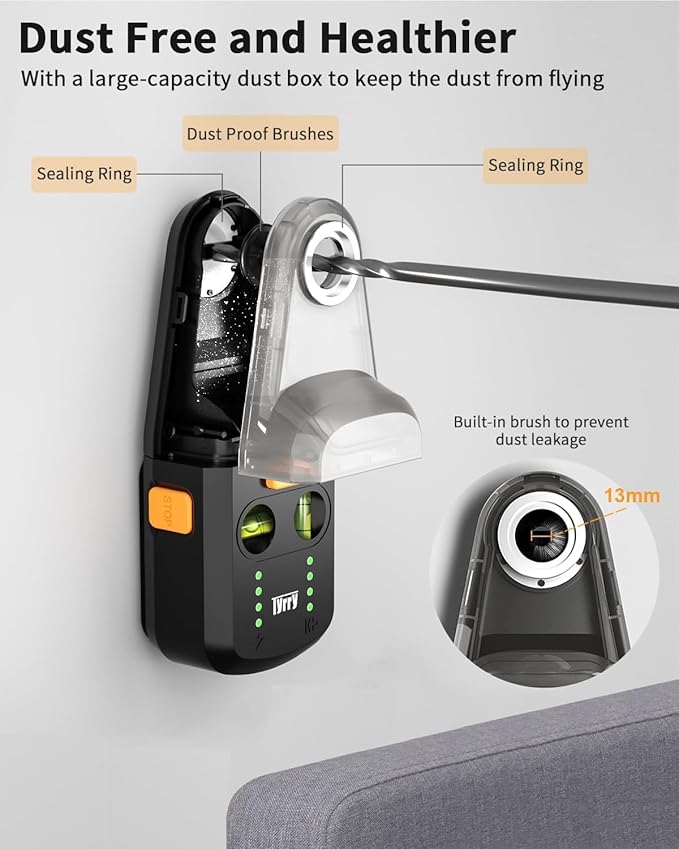 4-in-1 Laser Level with Line Laser, Drill Dust Collector, Wall Bracket, Electronic Vacuum Suction Cup, 1800 mAh Battery, Leveler Tool Perfect for Picture Hanging, Painting, Home Renovations