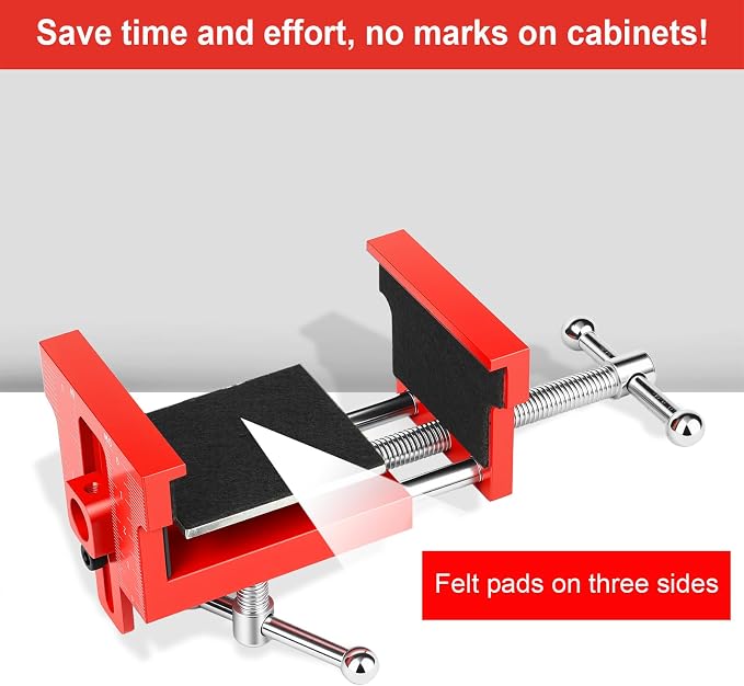 2Pack Cabinet Clamps for Installing Cabinets, Face Frame Clamps & Claw for Cabinet, Essential Cabinet Tools with 3 Sizes Hole Drilling Guide for Precise Alignment & Installation