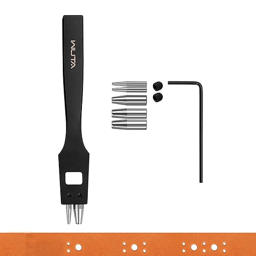 WUTA Brogue Style Leather Hole Punches 3 Holes Puncher Set DIY Hand Perforated Round Stitching Punch Tools Hole Cut for Leather Shoes Bags