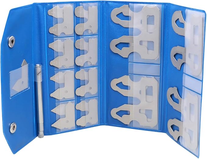 Accusize Industrial Tools 25 Pc Radius Gage Set, Fractional, 1/64-1/2'' Gages with Holder, 3602-5021 | 25 Pc Set, 1/64-1/2" Range, Satin Chrome Finish, Rustproof Steel, with Holder, EG02-5021