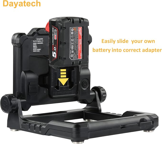 Cordless LED Work Light Compatible with Dewalt and Milwaukee 18-20V Battery, Magnetic Base for Underhood, 4000 LM 25 W Brightness Adjustable, Flicker Free, (Light Only/Charger Included)