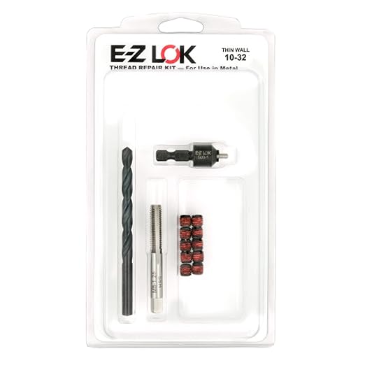 E-Z LOK EZ-310-332 Thread Repair Kit for Metal Carbon Steel Threaded Inserts 10-32 and Installation Tools