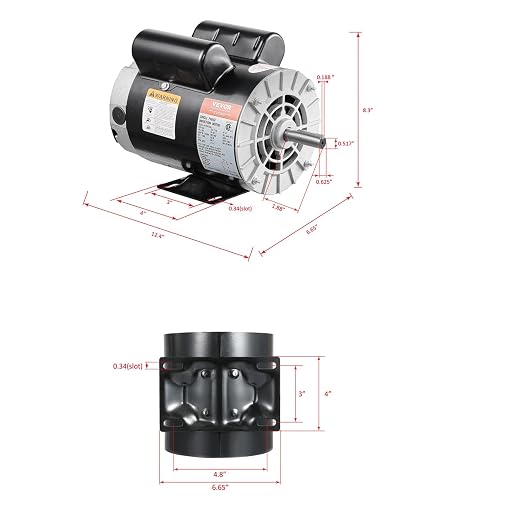 VEVOR 3.7HP Air Compressor Motor, 3450RPM Electric Motor, 230V 17.2 Amps, 5/8" Keyed Shaft 56 Frame, 1.88" Shaft Length, Single Phase, CCW/CW Rotation (Factory Setting is CCW)