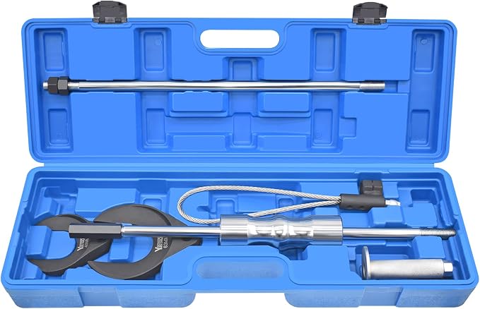9 PCS Inner CV Axle Removal Tool, Heavy Duty Slide Hammer Puller Set, 63mm 48mm CV Joint Fork, Steel Cable Adapter, Extension Rod, Front Wheel Drive Axle Half Shaft Removal Tool Kit