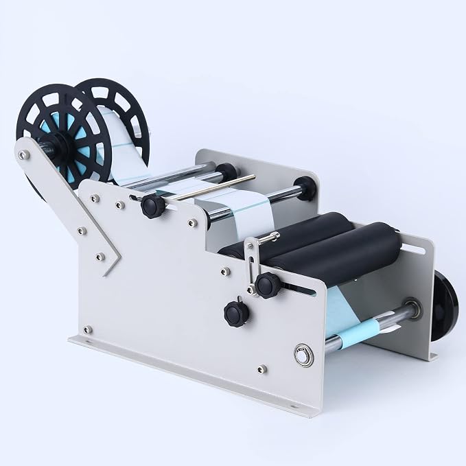 Manual Round Labeling Machine, Bottle Label Applicator for Round Bottles(White)