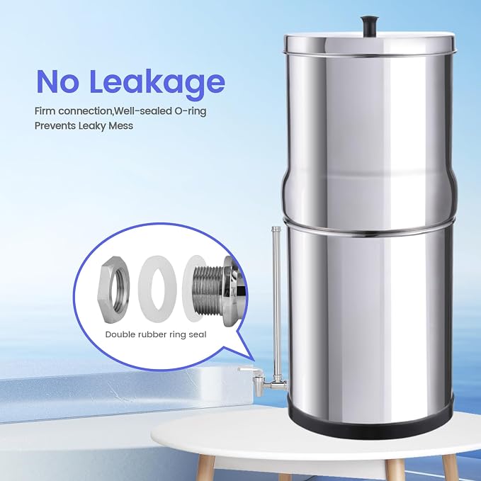 304 Stainless Steel 13 Inch Sight Glass Spigot, Compatible with Purewell, ProOne, and Other Gravity-Fed Water Filtration Systems, Clear Water Level View, Stainless Steel Handle