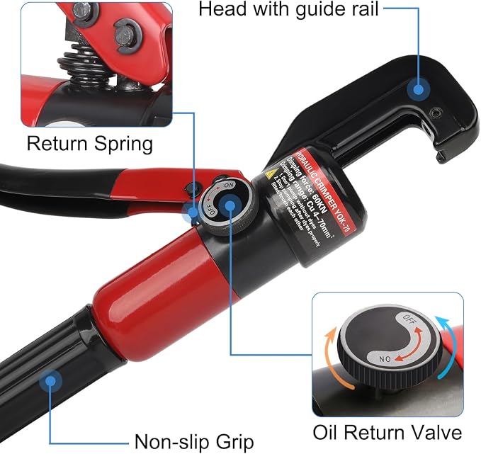 Upgraded Hydraulic Crimping Tool for 1/8" 3/16" Stainless Steel Cable Railing Kits, Hand Hydraulic Crimper with Return Spring, Reinforced Unbreakable Head and 9 Pairs Black Oxide Coated Dies