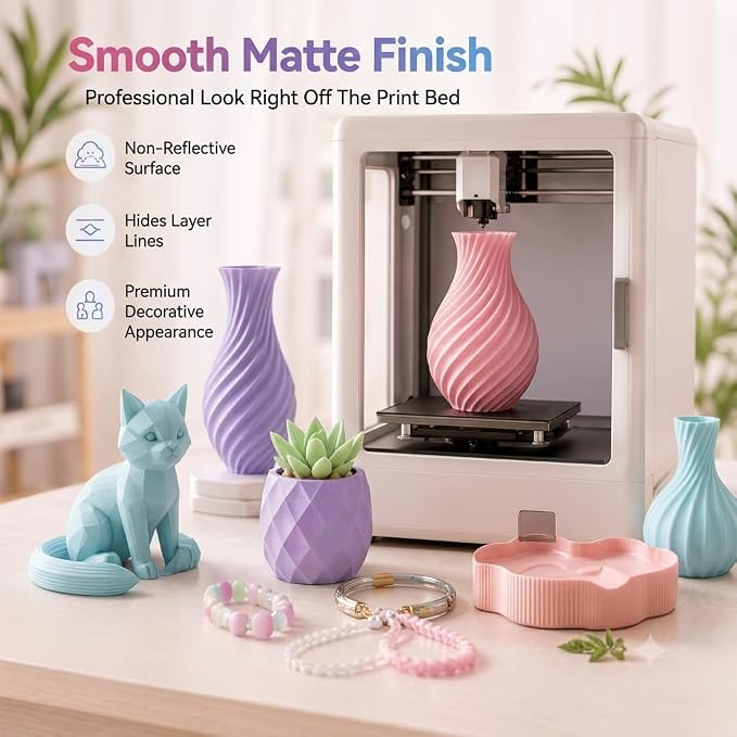 Matte Pastel PLA Filament Bundle 1.75mm, Macaron 8 Colors 250g/Spool (2KG Total), Neatly Wound Transparent Acrylic Spools for 3D Printer Pen DIY Crafts, Individually Vacuum Packed