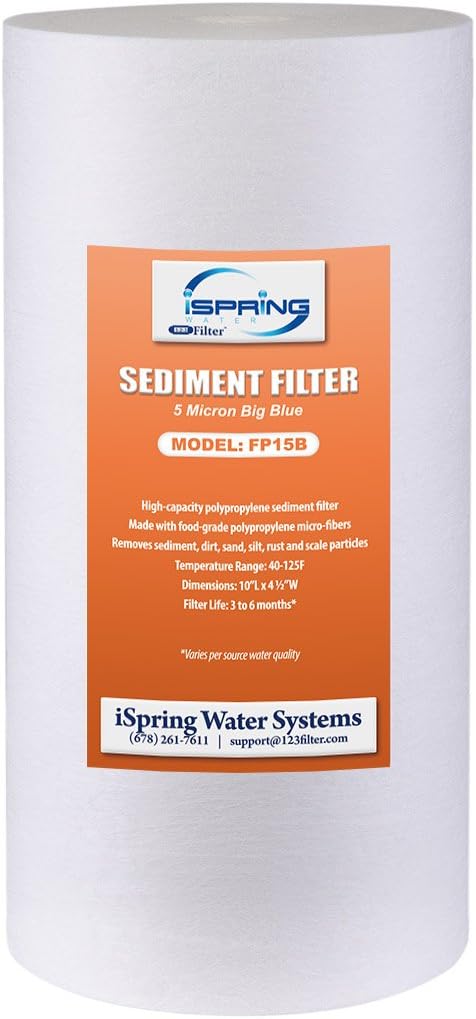iSpring Whole House Water Filtration 4.5"x10" Sediment & CTO Carbon Block Replacement Filter Cartridge Pack Set WGB21B FP15B