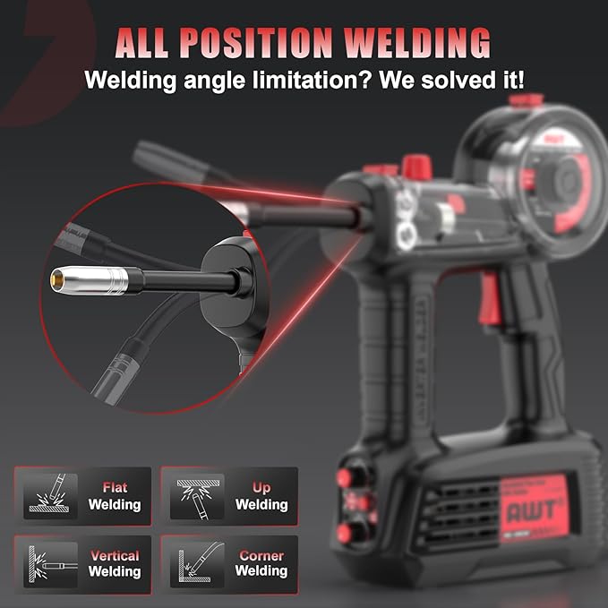 100A Handheld MIG Welder Machine,110V Flux Core MIG Welder Machine with 360°Mig Torch,Portable Gasless MIG Welding Machine with Welding Wire,Hand Held Inverter Wire Feed Welder for Home & DIY Projects