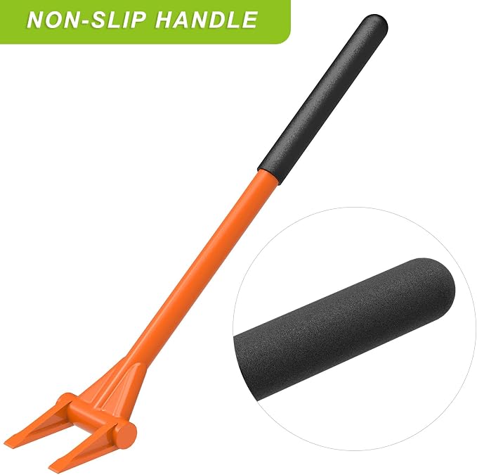 Dolibest 28'' Demo Bar 2-Tine Wrecking Bar, Heavy Duty Pallet Buster with Handle, All-Steel Handle Wrecking Pry Bar, Deck Board Removal Efficient and Effortless for Renovation and Construction