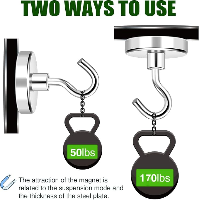 MIKEDE Magnetic Hooks 170lbs Strong Magnets Hook 18 Pack | Heavy Duty Extra Strong Cruise Hook for Hanging Industrial Metal Refrigerator Hooks for Cruise Cabins Fridge Kitchen Grill