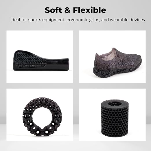 Siraya Tech Rebound 55A Black – Fast-Rebound 3D Printing Resin, High Elasticity, 55A Shore Hardness, Flexible & Shock-Absorbing – for Prototyping, Industrial & Consumer Applications (1kg)