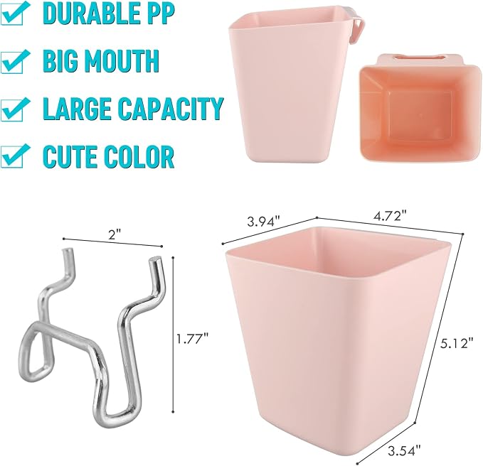 G.CORE 28 Pack Peg Board Accessories Set, Pegboard Bins Cups and Hooks for 1/4" Pegboards, Wall Organizers and Storage for Craft Room Garage Workbench Office
