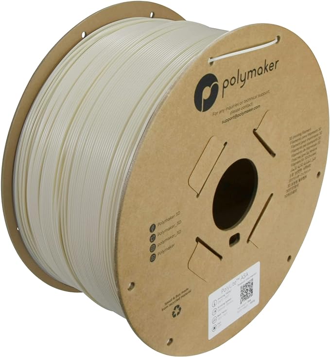 Polymaker ASA Filament 1.75mm Natural, 3kg ASA 3D Printing Filament, Heat & Weather Resistant - ASA 3D Printer Filament Perfect for Printing Outdoor Functional Parts
