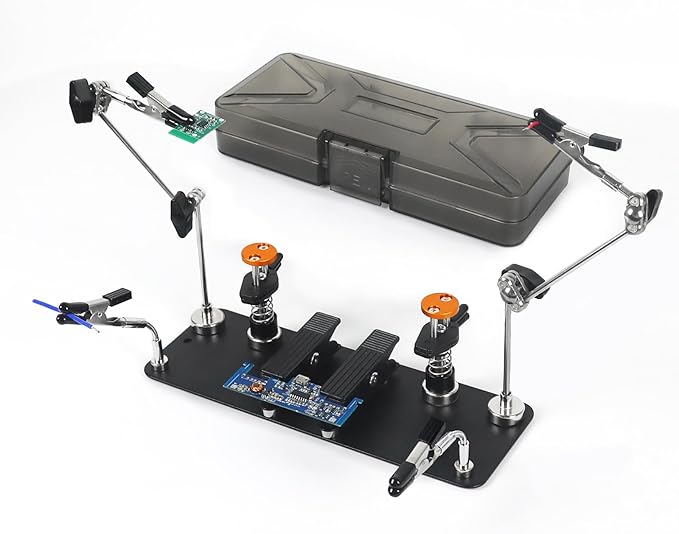 Magnetic Helping Hands Clamp Metal, Adjustable Third Hand Soldering Holder Stand For Small Electronics, Hobby DIY Craft,PCB Repair, Precise Work, Exclusive Dual-Head Ultra-Grip