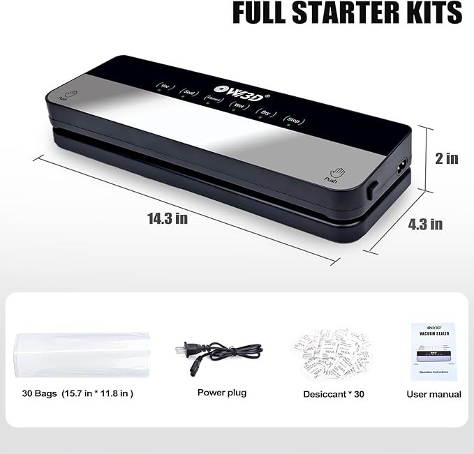 3D Filament Vacuum Sealer for Filament Storage Bags, Auto Completely Sealed, No air Leakage, 3D Printer Filament Storage Bags 30Pcs Vacuum Sealed Kit with 30 Desiccants