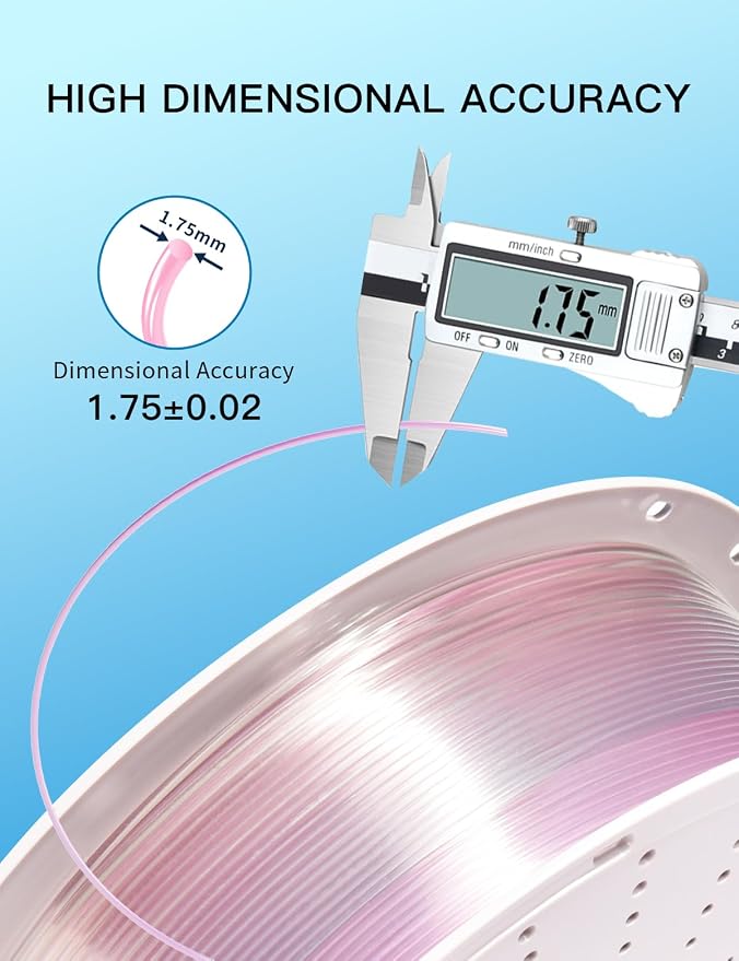 PINBALL Clear PETG 3D Printer Filament 1.75mm ±0.02mm, Multicolor Transparent Rainbow Filament, Translucent PETG Filament, 1KG/2.2lbs