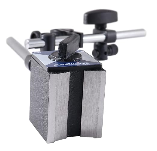 Accusize Magnetic Base, 110 lb Pull, Fine Adjustment (Pack of 4) | On/Off Switch, V-Groove Bottom, M8 x 1.25 mm Tapped Hole, 2.28" x 1.96" x 2.16", VMP_P900-S301FBA_4_PK