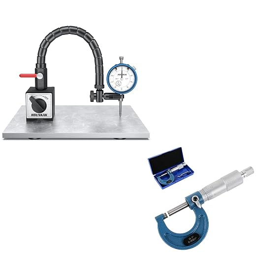 HDLNKAK Dial Indicator 0-1'' with Magnetic Base, Dial Indicator Tools Set for Alignment, Outside Micrometer, 0-1" Machinist Micrometer.