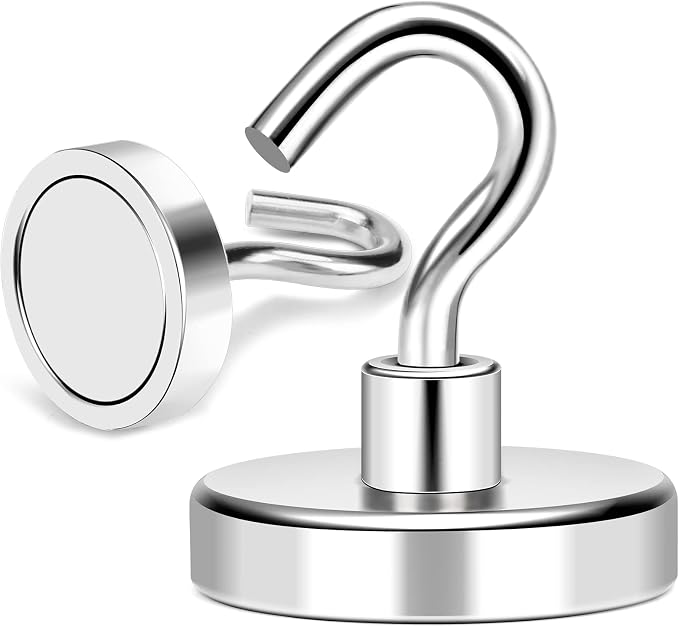 MIKEDE Magnetic Hooks Heavy Duty 170LB+ Strong Neodymium Magnets | Large Magnetic Hooks for Hanging Magnets with Hooks Cruise Ship Essentials for Refrigerator Kitchen Workplace 8 Pack
