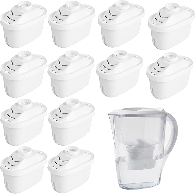 12 Pcs Alkaline Water Filter Replacement 7 Stage Filtration System Alkaline Water Pitcher Replacement Cartridge for Healthy Drink Purify