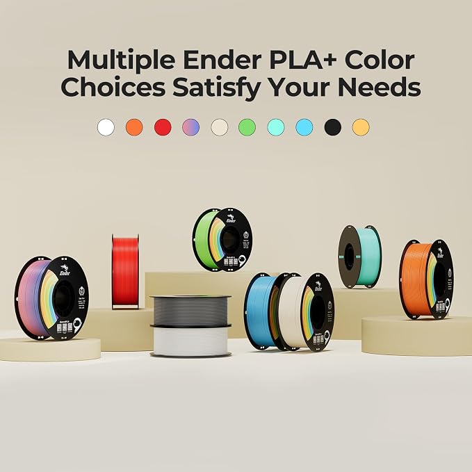 Creality 3D Printer Filament 1.75mm, Rainbow PLA+ Filament No-Tangling Strong Toughness Vacuum Packaging Multi-Color 3D Printing PLA Filament Fit Most 3D Printers