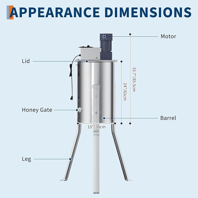 2-4 Frame Honey Extractor Spinner, Electric Beekeeping Centrifuge