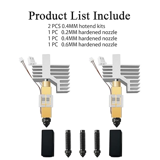 2PK 0.4MM CC2 Hardened Steel Ceramic Hotend for Centauri Carbon 2/CC2 | 0.2/0.4/0.6mm Wear Resistance Nozzles, 350°C Heat-Resistant Hot End, 500 mm/s High Speed, Quick-Detachable for Elegoo Printer