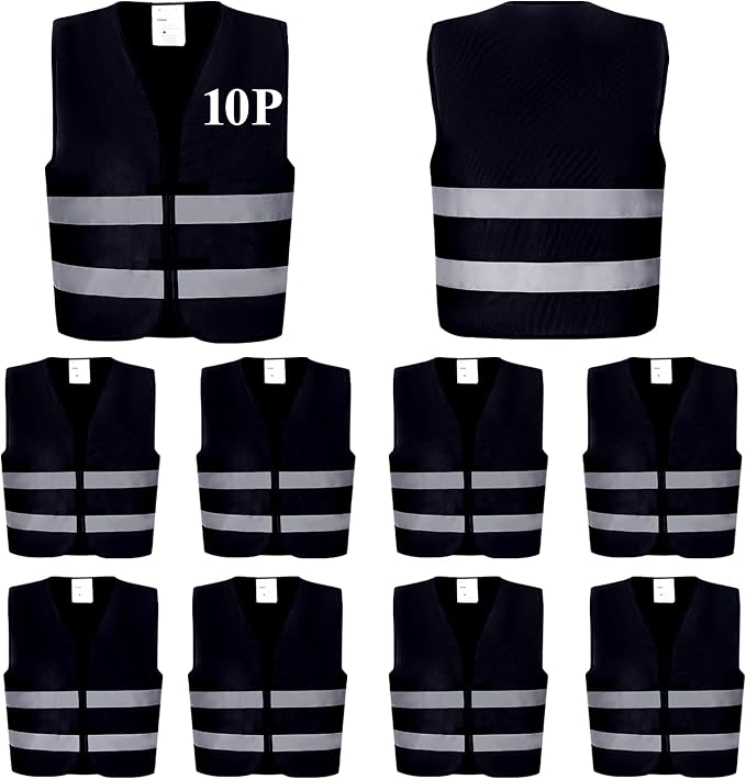20Pack of Safety Vests,10 Pack Black and 10 Pack Yellow