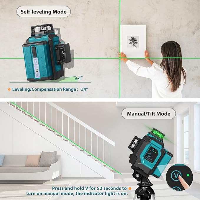 Takamine 3x360° 12 Lines Self Leveling Green Laser Level, 3D Cross Line for Construction/Picture Hanging with Remote Controller, Magnetic Rotating Stand and Hard Case