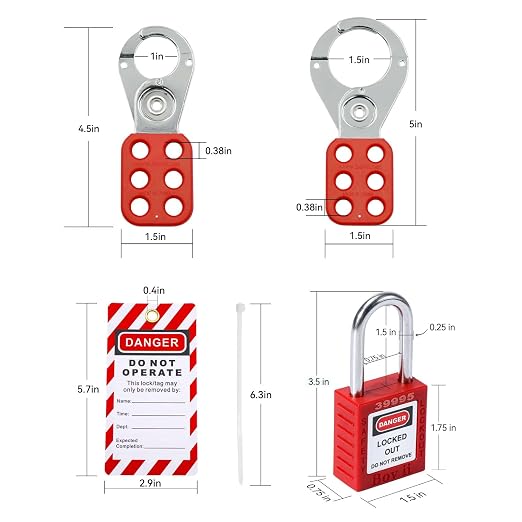 Lockout Tagout Station Kit with 5 Safety Padlocks and 2 Hasps | Wall-Mounted LOTO Organizer with 25 Lock Out Tag Out Tags and Ties for Maintenance Teams, Workshops and Industrial Facilities