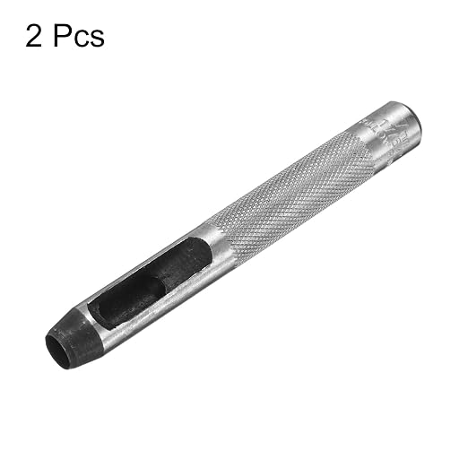 HARFINGTON 2pcs Leather Round Hole Punch, 7mm Hollow Hole Puncher Cutter Carbon Steel Circle Hole Punching Cutting Tool for Belt/DIY Leather Craft