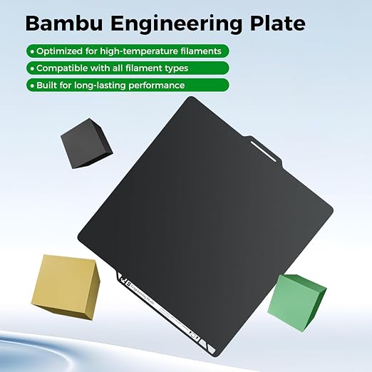 ENOMAKER Bamboo Original Engineering Build Plate for X1C/X1E/P1P/P1S/A1/P2S/X2D, Smooth Print Bed Surface,120°C HT for All Filament,Tough for Bambu Lab 3D Printer Hot Bed 257x257mm,X1 Carbon,P1 series