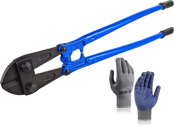 36 IN Bolt Cutter with Drop Forged Cr-Mo Alloy Steel Blades,with Ergonomic Handle,Heavy Duty Metal Cutter for Rebars, Chains, Locks, Wires, Bolts, Fence.