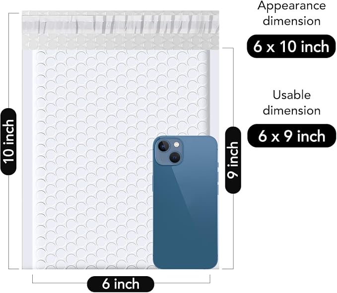 Fuxury Bubble Mailers 6x10" White Padded Envelopes 1000Pack Strong Adhesion Thick Padded Mailers for Small Business Mailing Small Items,Jewelry,Makeup