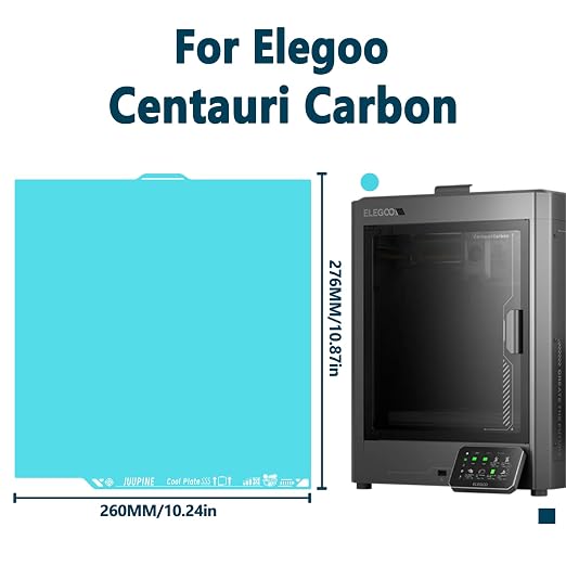 Cool Plate for Elegoo Centauri Carbon/Centauri Carbon 2 Build Plate No Heating Texture PEI Sheet 260X271mm Double Sided PLA Plate Strong Viscosity Cold Plate for Elegoo CC/CC2 3D Printer Platforms