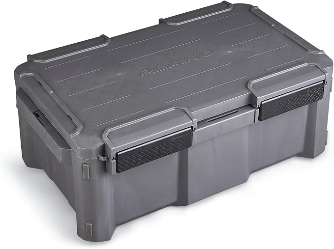 Plano GoNow Box, Waterproof Gear Storage, Heavy-Duty Outdoor Utility Container with Tray and Dividers for Tools and Accessories, Large, Charcoal